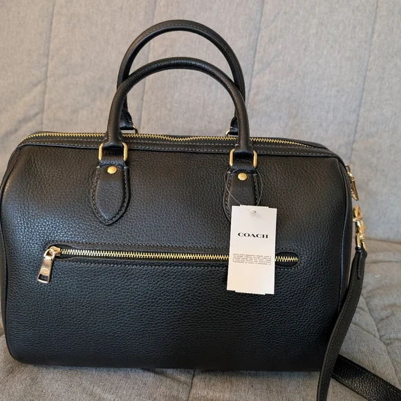 Coach Large Rowan Black Pebbled Leather - Picture 2 of 11